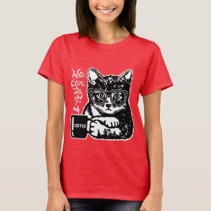 Camiseta Gato divertido motivado por el café