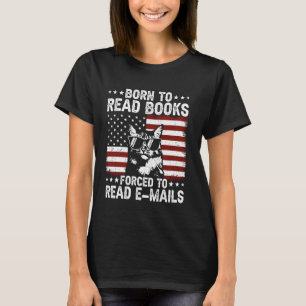 Camiseta Gato Divertido Nacido Para Leer Libros Obligado A
