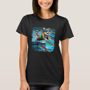 Camiseta Gato divertido nadador natación entrenador de nata