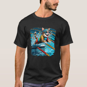 Camiseta Gato Divertido Nadador Natación Entrenador de Nata