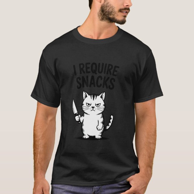 Camiseta Gato Divertido Necesito Snacks (Anverso)