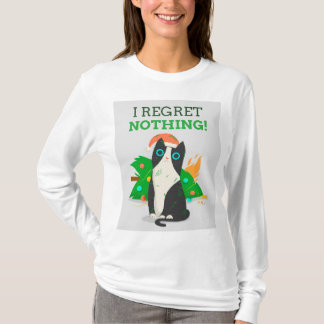 CAMISETA GATO DIVERTIDO NO ME ARREPIENTO DE NADA ÁRBOL DE N