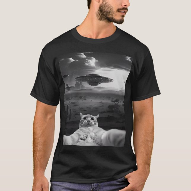 Camiseta Gato Divertido Ovni Alien (Anverso)