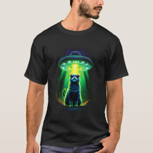 Camiseta Gato Divertido Ovni Alien Gato Mamá Gato Papá Humo
