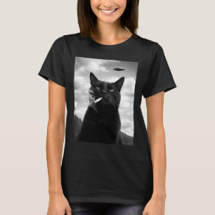 Camiseta Gato Divertido Ovni Meme Selfie Alien