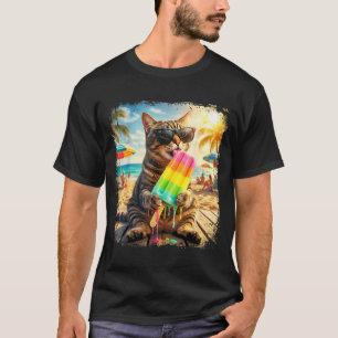 Camiseta Gato divertido paleta de verano animal gafas de so