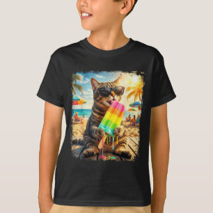 Camiseta Gato divertido paleta de verano animal gafas de so