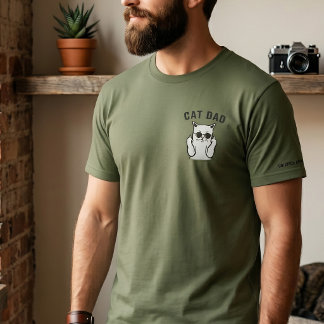 Camiseta Gato Divertido Papá Dedo Medio Gato con Gafas de S