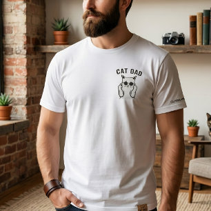 Camiseta Gato Divertido Papá Dedo Medio Gato con Gafas de S
