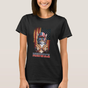 Camiseta Gato Divertido Patriótico del 4 de Julio con Hotdo