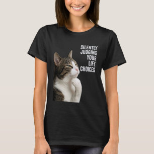 Camiseta Gato Divertido Pensativo - Juzgando Silenciosament