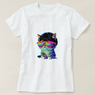 Camiseta Gato Divertido Pequeño y Lindo (Pintura No. 1)