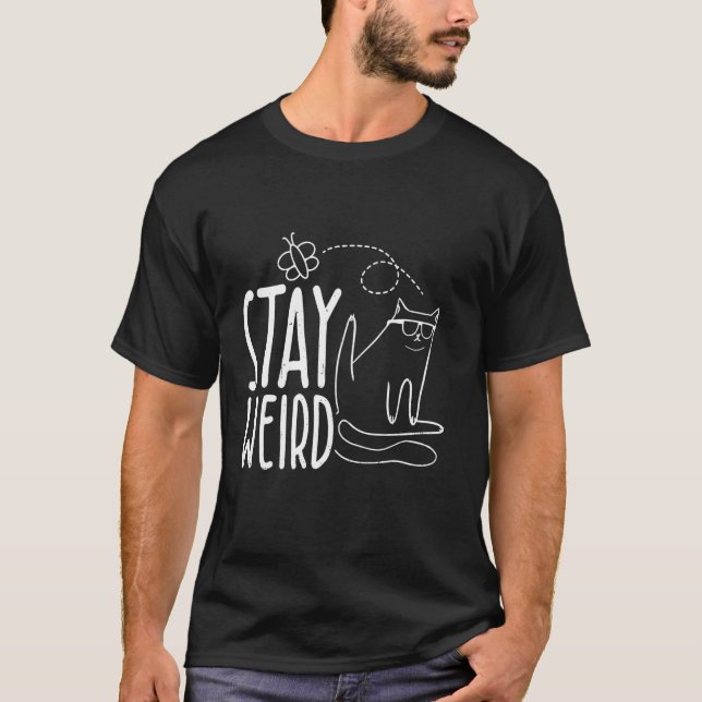 CAMISETA GATO DIVERTIDO PERMANECE RARO (Anverso)