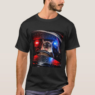 Camiseta Gato Divertido Persecución Policía Conduce Gatito 