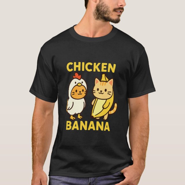 Camiseta Gato Divertido Pollo Banana (Anverso)