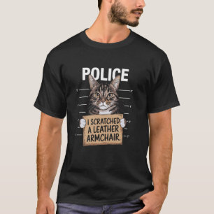 Camiseta Gato divertido que arañó sillón foto policial Masc