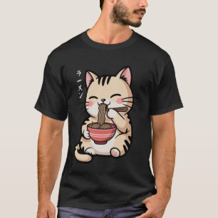 Camiseta Gato Divertido Ramen Gato Japonés Kawaii Anime Gat