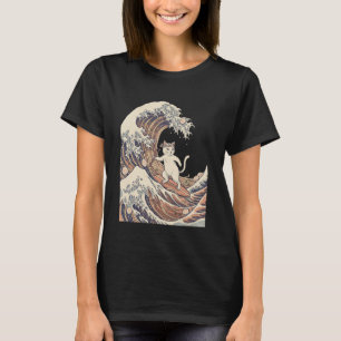 Camiseta Gato Divertido Ramen Genial. Ola Japonesa Kawaii A