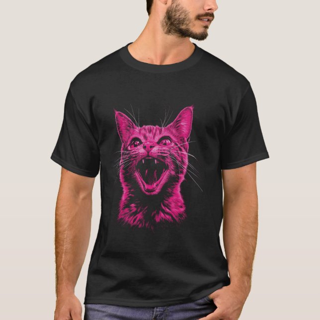 Camiseta Gato Divertido Rosa (Anverso)