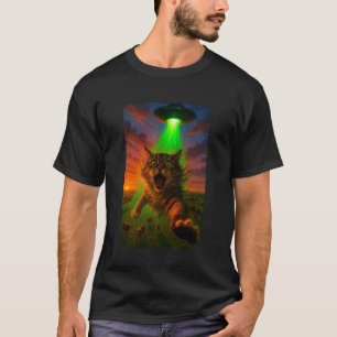 Camiseta Gato Divertido Secuestrado por Alienígenas de OVNI