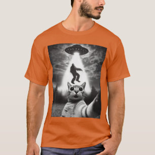 Camiseta Gato divertido secuestrado por un ovni alienígena