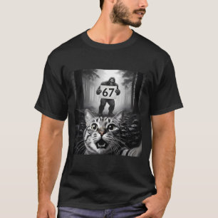 Camiseta Gato Divertido Selfie Con Bigfoot 67 Seis Siete Me