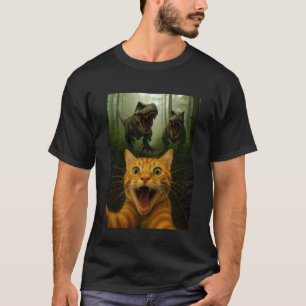 Camiseta Gato Divertido Selfie con Gato Dinosaurio T-Rex Ni