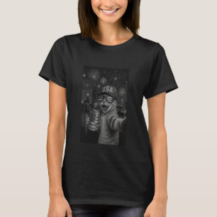 Camiseta Gato Divertido Selfie Con OVNI Alien Chicago 4 De