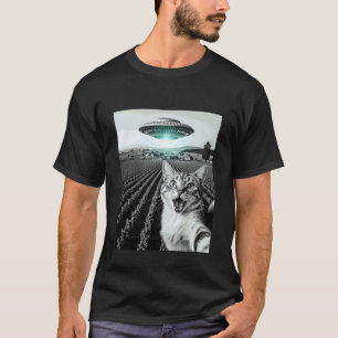 Camiseta Gato Divertido Selfie con Regalos de Gato OVNI Ali