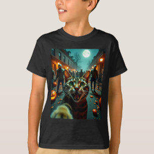 Camiseta Gato Divertido Selfie Halloween Zombies Humor