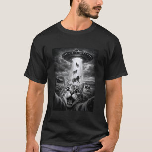 Camiseta Gato Divertido Selfie Ovnis Vacas Abducción Impact