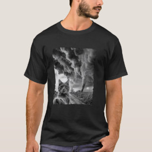 Camiseta Gato Divertido Selfie Tornado Tormenta Ventoso Fot