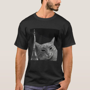 Camiseta Gato Divertido Selfie Torre Eiffel París Viajes Ho