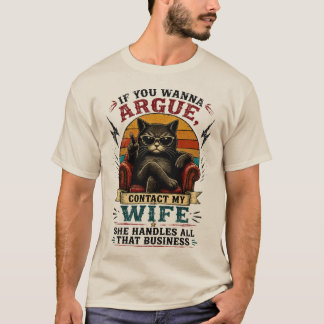 Camiseta Gato Divertido Si Quieres Discutir Contac