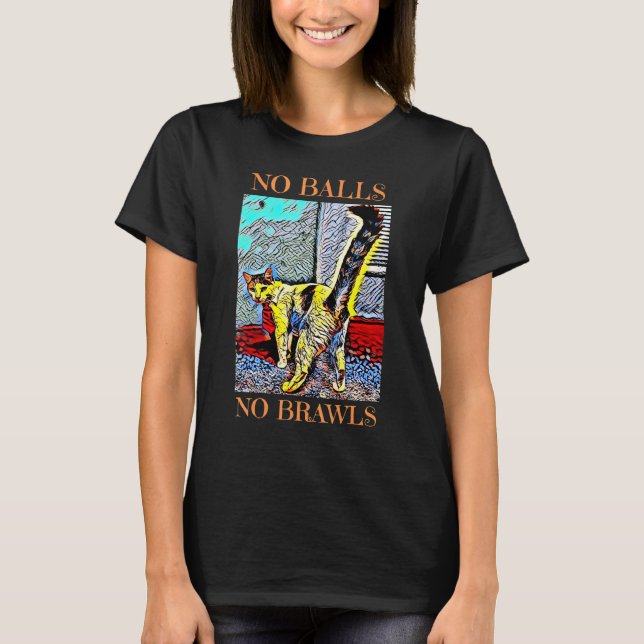 Camiseta Gato Divertido Sin Bolas Atrapado Castrado Devuelt (Anverso)