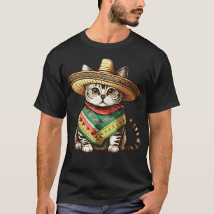 Camiseta Gato Divertido Sombrero Cinco De Mayo