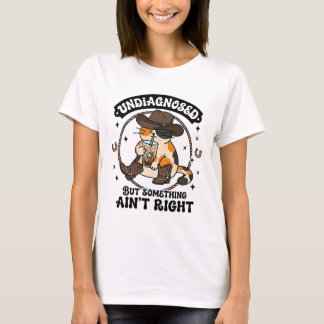 Camiseta Gato Divertido Sombrero de Vaquero Café Helado Sal