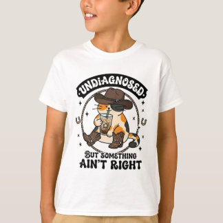 Camiseta Gato Divertido Sombrero de Vaquero Café Helado Sal