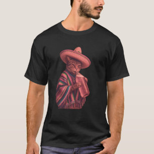 Camiseta Gato Divertido Sombrero Mexicano Cinco De Mayo Cer