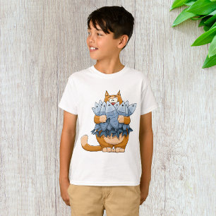 Camiseta Gato Divertido Sosteniendo Pescado Caricatura Gati