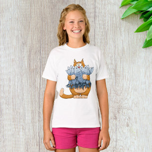 Camiseta Gato Divertido Sosteniendo Pescado Dibujo Animado