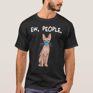 Camiseta Gato divertido Sphynx Ew gente que lleva máscara f