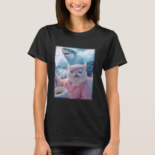Camiseta Gato Divertido Tiburón Meme Selfie Gato en un Yate