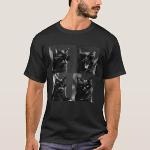 Camiseta Gato Divertido Tira de Fotos de 4 Paneles Estilo S