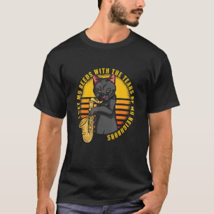 Camiseta Gato Divertido Toca Saxofón