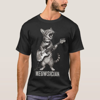 Camiseta Gato Divertido Tocando Bajo Pun Meowsiciano