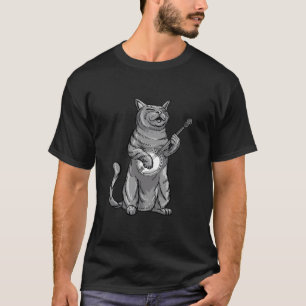 Camiseta Gato divertido tocando el Banjo Bluegrass Guay Mús