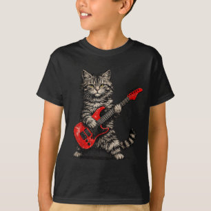 Camiseta Gato divertido tocando guitarra rock and roll homb