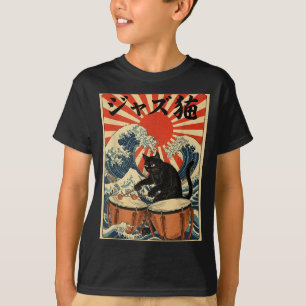 Camiseta Gato Divertido Tocando Timpani Para Percusionista 