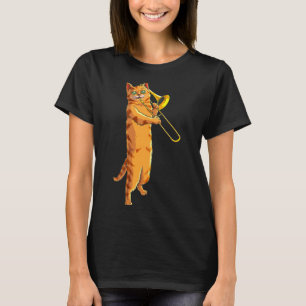 Camiseta Gato Divertido Tocando Trombón Regalo Gato Fresco